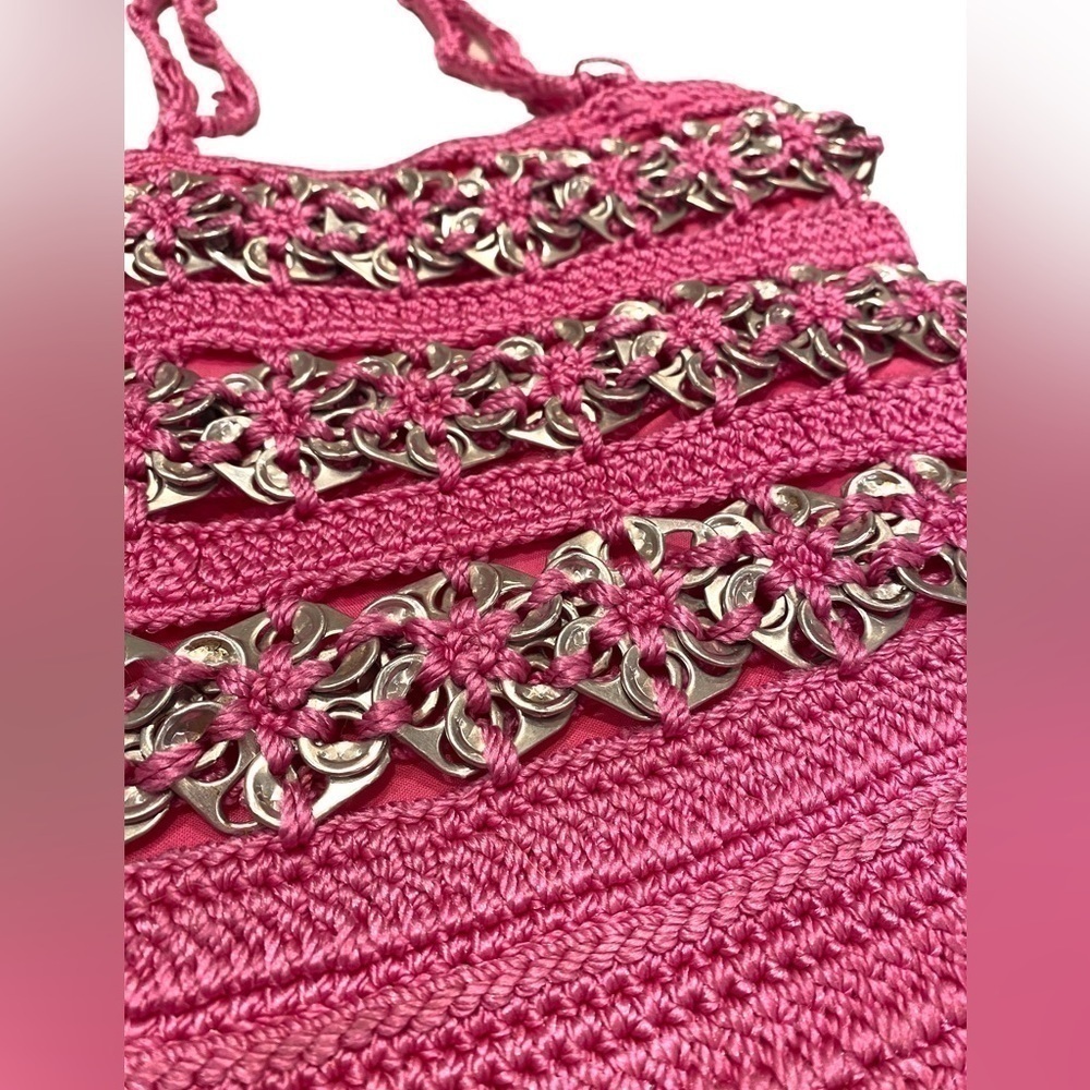 Handmade Aluminum Soda Pop Tab Pink Crocheted Purse Upcycled - Picture 5 of 12